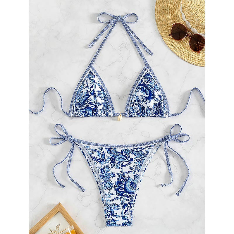 Bikini Printing Lace up Embellished Sexy Bikini Swimsuit Swimwear Women Bella Mia